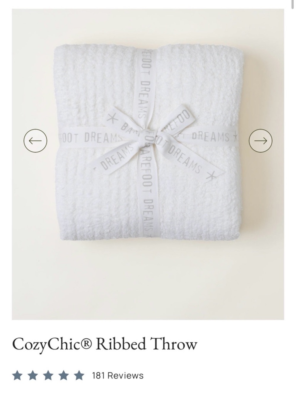 Barefoot Dreams CozyChic Ribbed Throw - Pearl - Picture 2 of 4